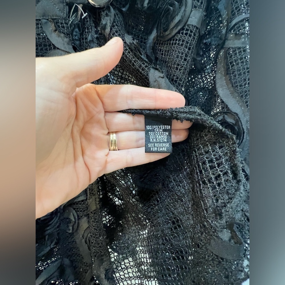 NWT Ronnie Salloway Sheer Mesh Blazer Black Rosette Whimsigoth NYE Event Sz S - Picture 13 of 13